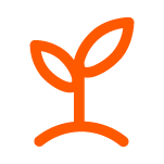 orange icon of plant growing